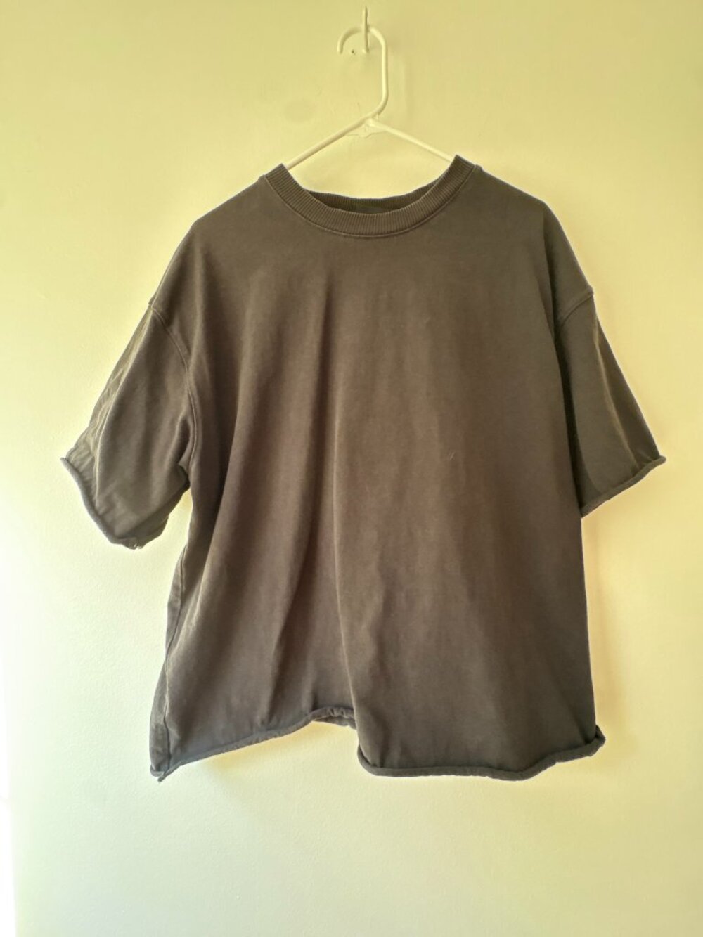 H&M Divided Oversized Faded Charcoal Black Raw Hem T-Shirt Size M